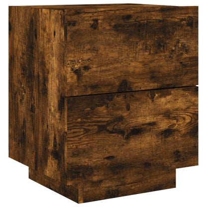 LED Bedside Cabinet - Smoked Oak Finish, Engineered Wood