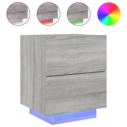 Grey Sonoma LED Bedside Cabinet - Engineered Wood Elegance