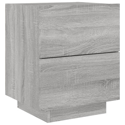 Grey Sonoma LED Bedside Cabinet - Engineered Wood Elegance