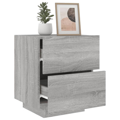 Grey Sonoma LED Bedside Cabinet - Engineered Wood Elegance