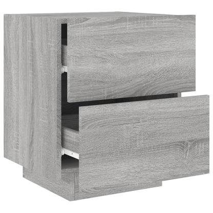 Grey Sonoma LED Bedside Cabinet - Engineered Wood Elegance