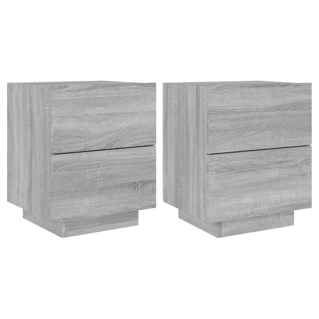 Grey Sonoma Bedside Cabinets with LED Lights, Set of 2
