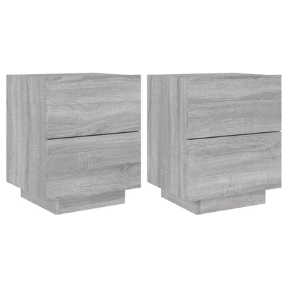 Grey Sonoma Bedside Cabinets with LED Lights, Set of 2