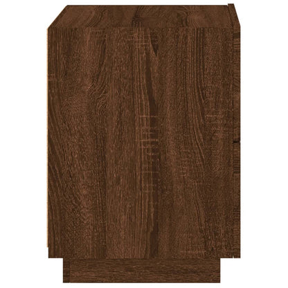 Brown Oak Bedside Cabinet with LED Lights - Engineered Wood