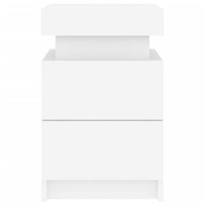 White Bedside Cabinet with LED Lights - 35x39x55 cm