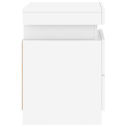 White Bedside Cabinet with LED Lights - 35x39x55 cm