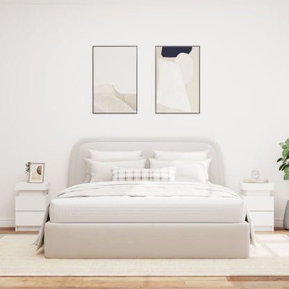 White Bedside Cabinets 2 pcs with LED Lights - 35x39x55 cm