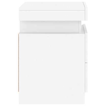 White Bedside Cabinets 2 pcs with LED Lights - 35x39x55 cm