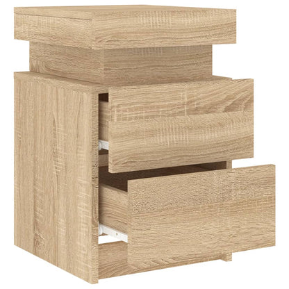 Sonoma Oak Bedside Cabinet with LED Lights - 35x39x55 cm