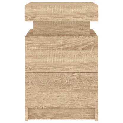 Sonoma Oak Bedside Cabinet with LED Lights - 35x39x55 cm