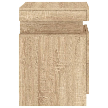 Sonoma Oak Bedside Cabinet with LED Lights - 35x39x55 cm