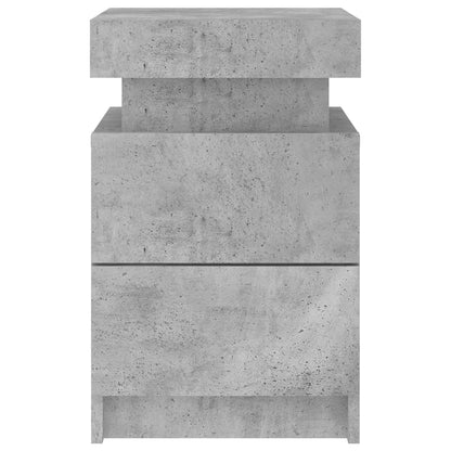 Concrete Grey Bedside Cabinet with LED Lights 35x39x55 cm