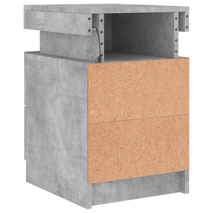 Concrete Grey Bedside Cabinet with LED Lights 35x39x55 cm