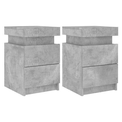 Concrete Grey 2-Piece LED Bedside Cabinets 35x39x55 cm