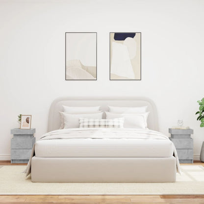 Concrete Grey 2-Piece LED Bedside Cabinets 35x39x55 cm