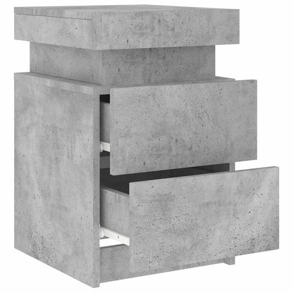 Concrete Grey 2-Piece LED Bedside Cabinets 35x39x55 cm