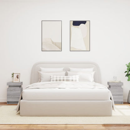 Grey Sonoma LED Bedside Cabinets, 2 Pcs - Modern Style 35x39x55cm