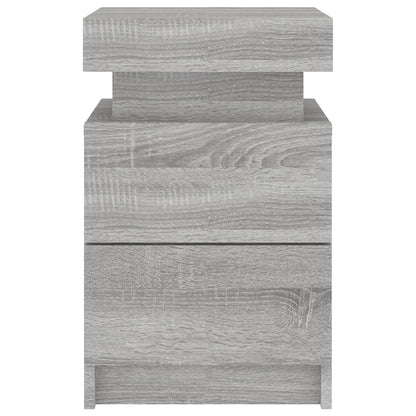 Grey Sonoma LED Bedside Cabinets, 2 Pcs - Modern Style 35x39x55cm