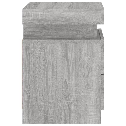 Grey Sonoma LED Bedside Cabinets, 2 Pcs - Modern Style 35x39x55cm