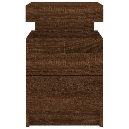 Bedside Cabinet with LED Lights Brown Oak 35x39x55 cm