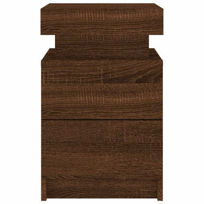 Brown Oak LED Bedside Cabinets - Set of 2 - 35x39x55 cm