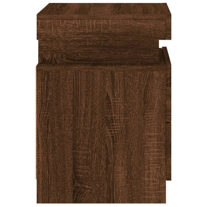 Brown Oak LED Bedside Cabinets - Set of 2 - 35x39x55 cm