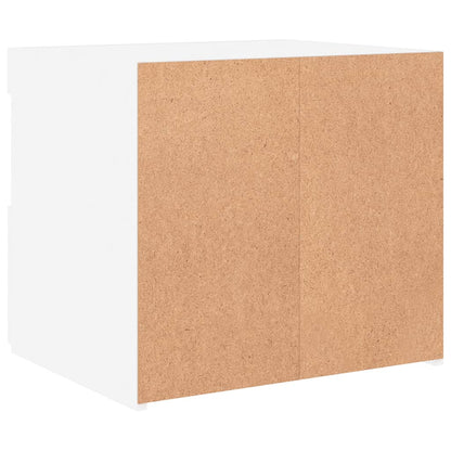 White Bedside Cabinet with LED Lights - 50x40x45 cm Modern Design