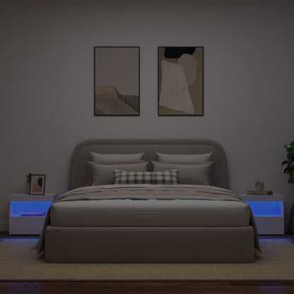 White LED Bedside Cabinets Set of 2 - 50x40x45 cm Modern Design