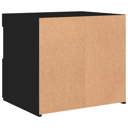 Black Bedside Cabinet with LED Lights - 50x40x45 cm, Modern Design