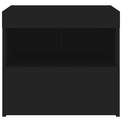 Black LED Bedside Cabinets, Set of 2 - 50x40x45 cm