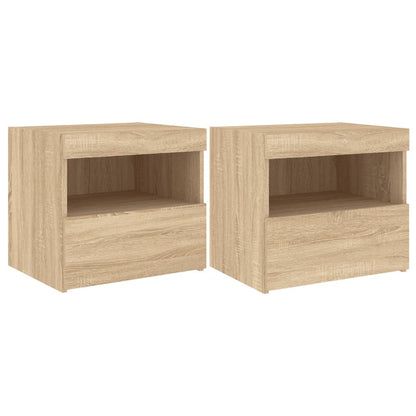 Sonoma Oak LED Bedside Cabinets Set of 2 - 50x40x45 cm