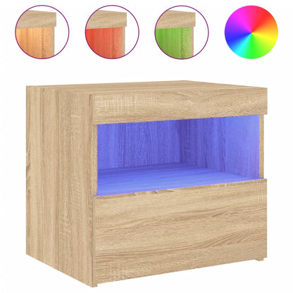 Sonoma Oak LED Bedside Cabinets Set of 2 - 50x40x45 cm