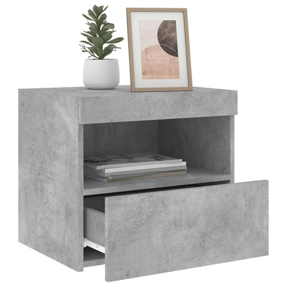 Concrete Grey Bedside Cabinet with LED Lights - 50x40x45 cm