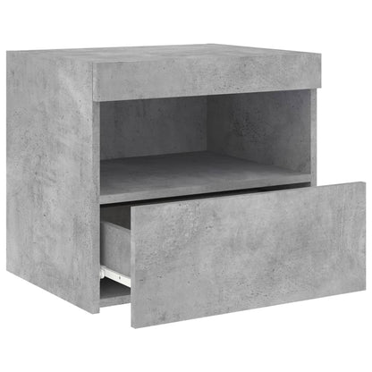 Concrete Grey Bedside Cabinet with LED Lights - 50x40x45 cm