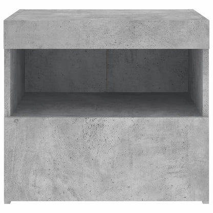 Concrete Grey Bedside Cabinet with LED Lights - 50x40x45 cm