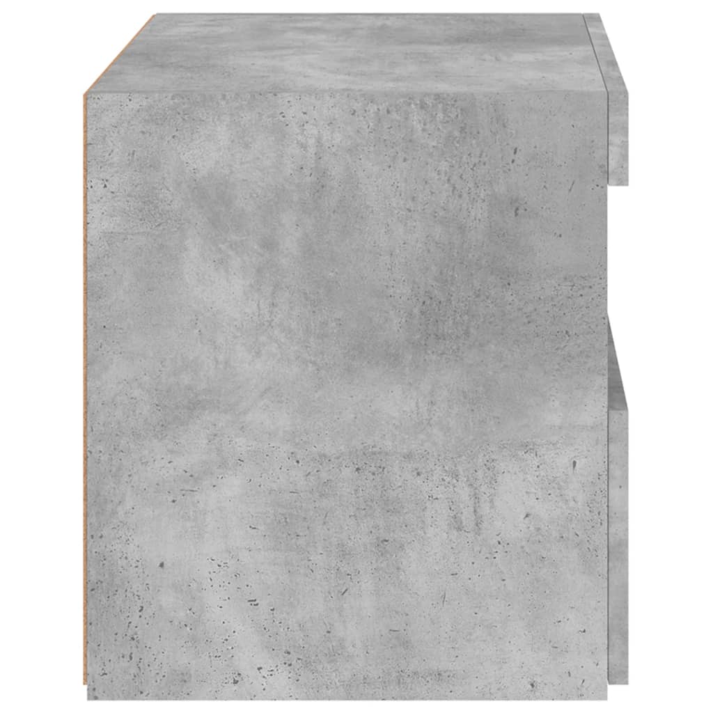 Concrete Grey Bedside Cabinet with LED Lights - 50x40x45 cm