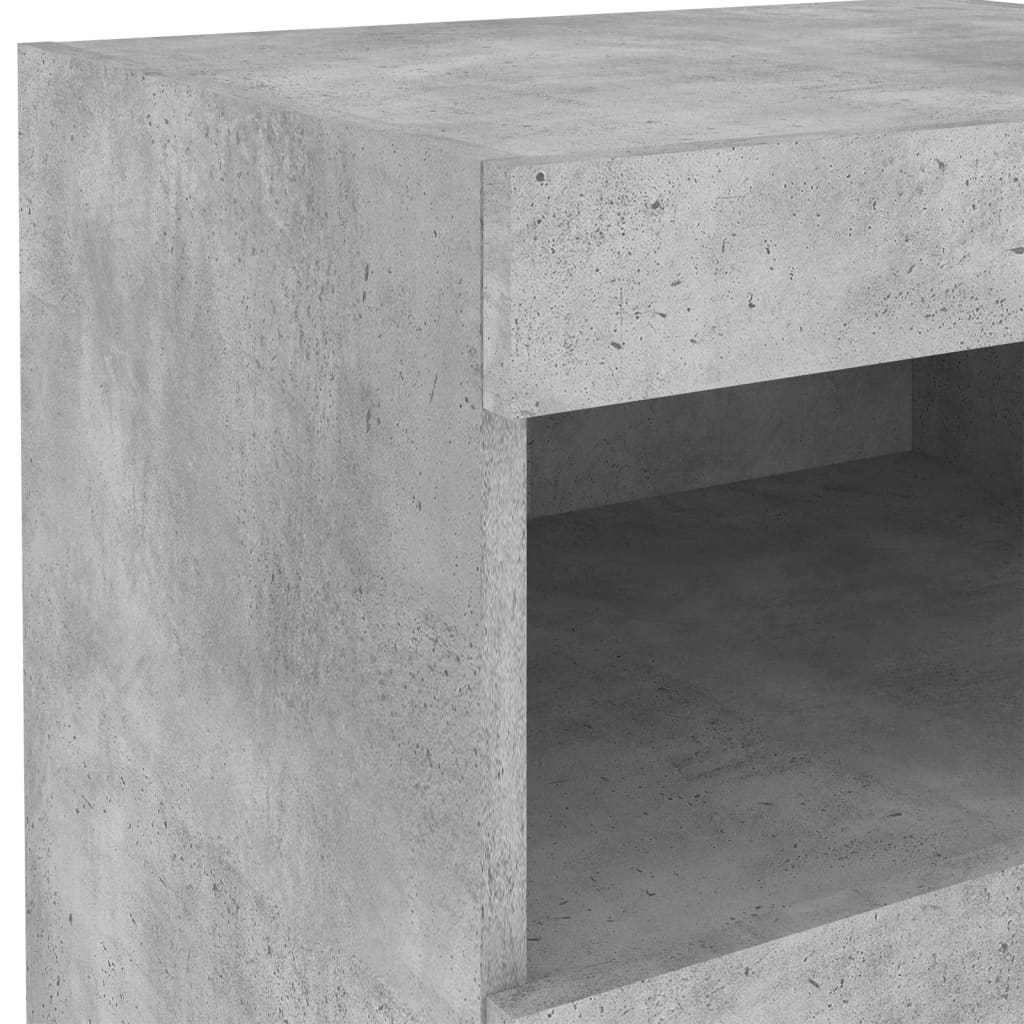 Concrete Grey Bedside Cabinet with LED Lights - 50x40x45 cm