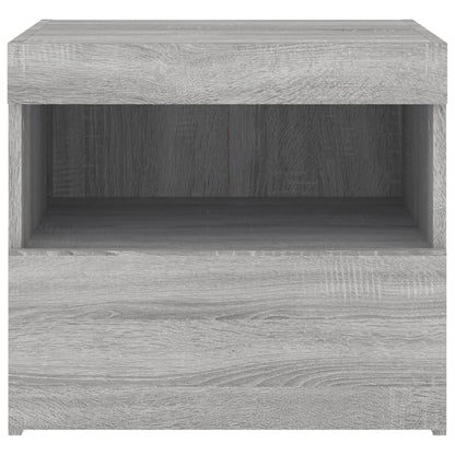 Grey Sonoma Bedside Cabinet with LED Lights - 50x40x45 cm
