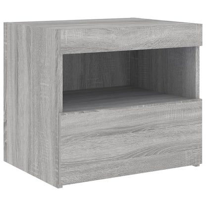 Grey Sonoma Bedside Cabinets with LED Lights - Set of 2, 50x40x45 cm