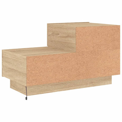 Sonoma Oak Bedside Cabinet with LED Lights - 70x36x40.5 cm
