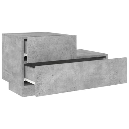 Concrete Grey Bedside Cabinet with LED Lights - 70x36x40.5 cm
