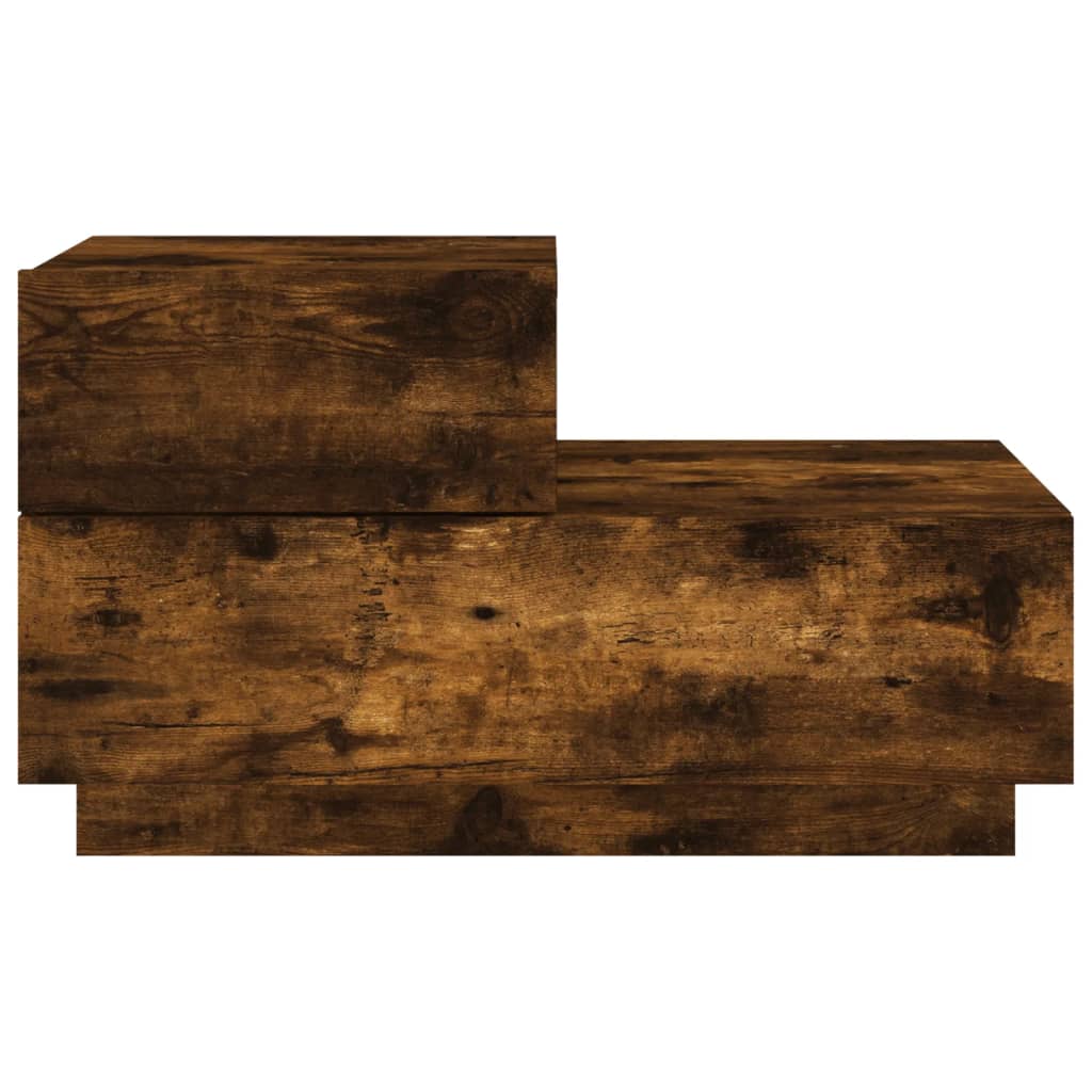 Smoked Oak Bedside Cabinet with LED Lights, 70x36x40.5 cm