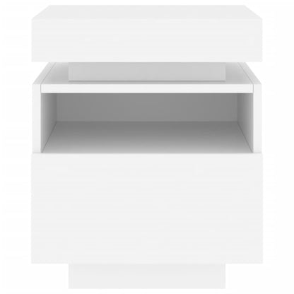 White Bedside Cabinet with LED Lights, 40x39x48.5 cm, Modern Design