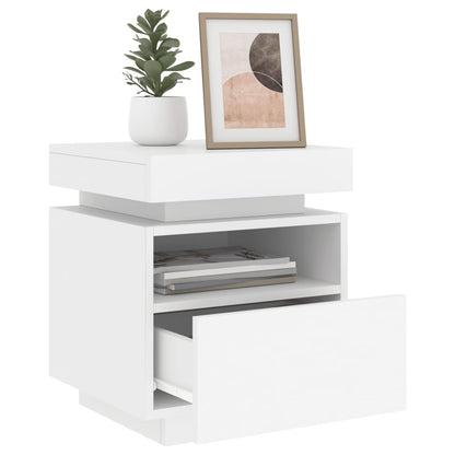 White LED Bedside Cabinets - Set of 2, 40x39x48.5 cm, Stylish & Functional