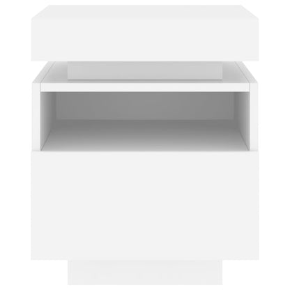White LED Bedside Cabinets - Set of 2, 40x39x48.5 cm, Stylish & Functional