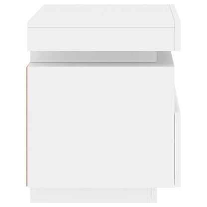 White LED Bedside Cabinets - Set of 2, 40x39x48.5 cm, Stylish & Functional