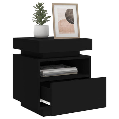 Black LED Bedside Cabinets 2pcs, 40x39x48.5cm - Modern Nightstands