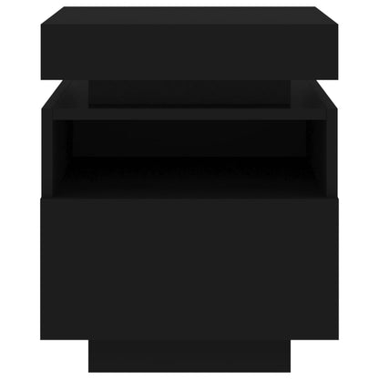 Black LED Bedside Cabinets 2pcs, 40x39x48.5cm - Modern Nightstands