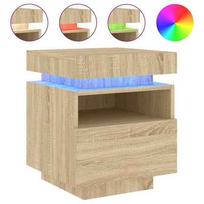 Sonoma Oak LED Bedside Cabinets 2pc Set - 40x39x48.5 cm