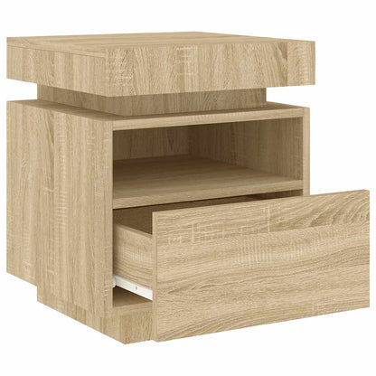 Sonoma Oak LED Bedside Cabinets 2pc Set - 40x39x48.5 cm